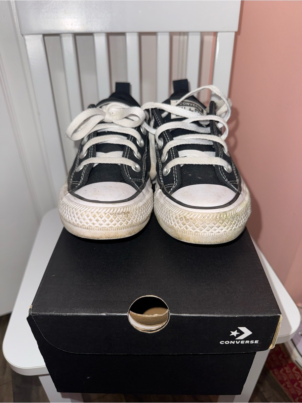 Converse Kids Black and White Low-Top Canvas Sneakers